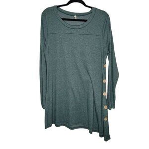 Igenjun Womens Green Scoop neck long sleeve tunic Blouse dress size XL